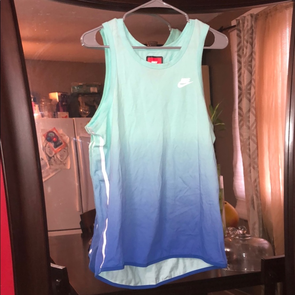 Nike Tank Tops Lime Green/Blue Size Medium